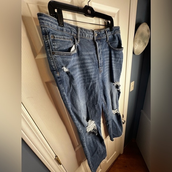 No Boundaries Juniors Size 17 Blue Wash Distressed Button Fly Denim Jeans 14 - Picture 5 of 13